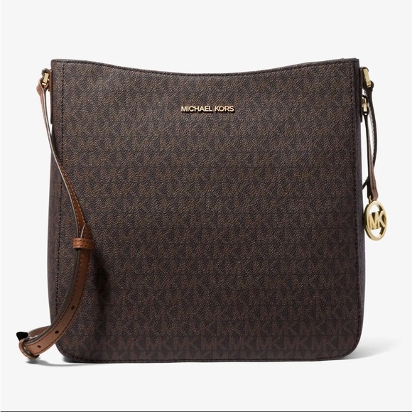 Michael Kors Jet Set large Messenger crossbody NWT brown black - Picture 12 of 15